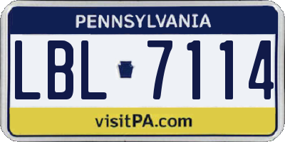 PA license plate LBL7114
