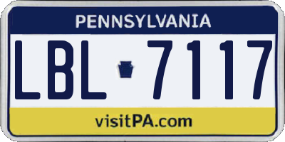 PA license plate LBL7117