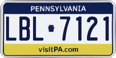 PA license plate LBL7121