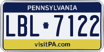 PA license plate LBL7122