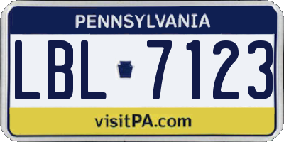 PA license plate LBL7123