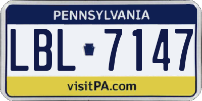PA license plate LBL7147