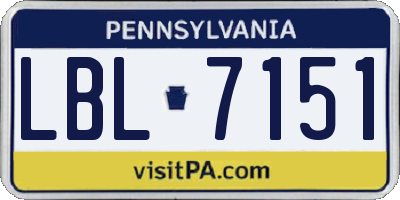 PA license plate LBL7151