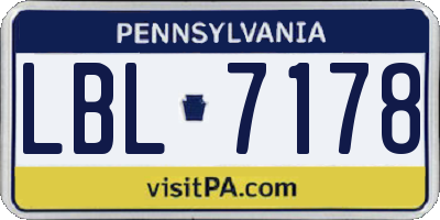 PA license plate LBL7178