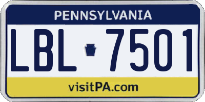 PA license plate LBL7501