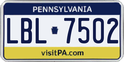 PA license plate LBL7502