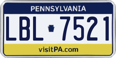 PA license plate LBL7521