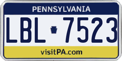 PA license plate LBL7523