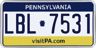 PA license plate LBL7531