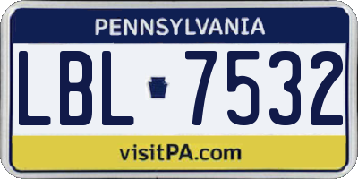 PA license plate LBL7532