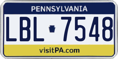 PA license plate LBL7548