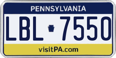 PA license plate LBL7550