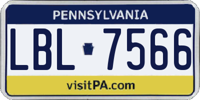 PA license plate LBL7566
