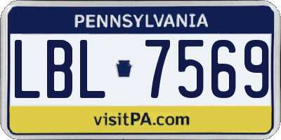 PA license plate LBL7569