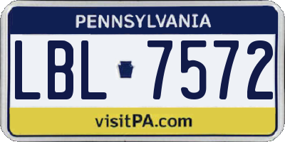 PA license plate LBL7572