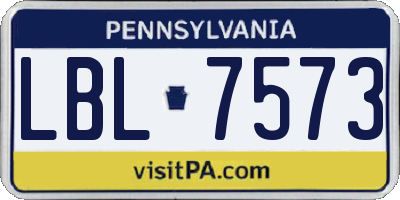 PA license plate LBL7573