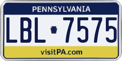 PA license plate LBL7575