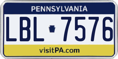 PA license plate LBL7576