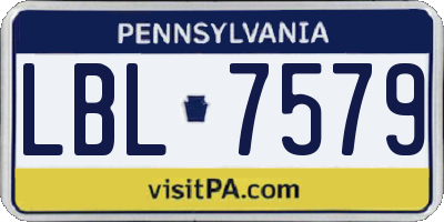 PA license plate LBL7579