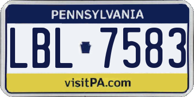 PA license plate LBL7583