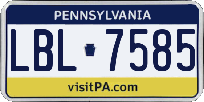 PA license plate LBL7585