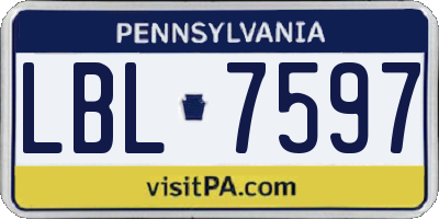 PA license plate LBL7597