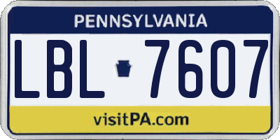 PA license plate LBL7607