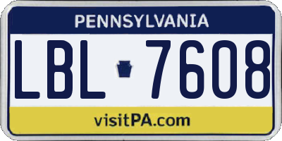 PA license plate LBL7608