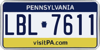 PA license plate LBL7611