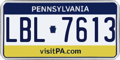 PA license plate LBL7613