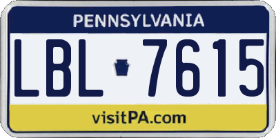 PA license plate LBL7615