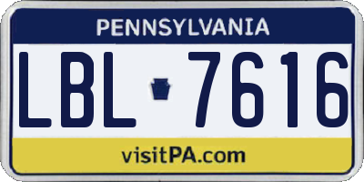 PA license plate LBL7616