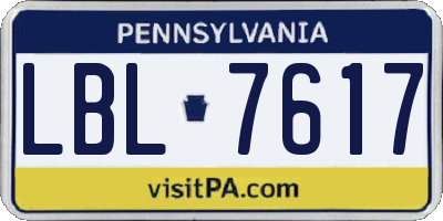 PA license plate LBL7617