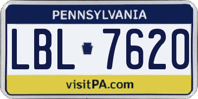PA license plate LBL7620