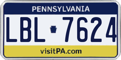 PA license plate LBL7624