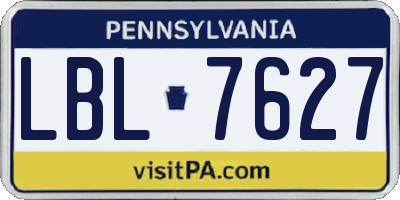 PA license plate LBL7627