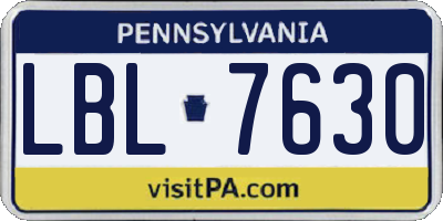 PA license plate LBL7630