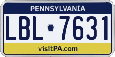 PA license plate LBL7631