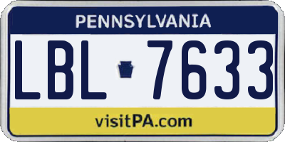 PA license plate LBL7633