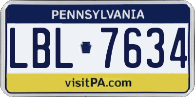 PA license plate LBL7634