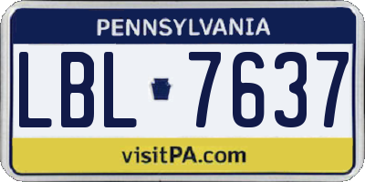 PA license plate LBL7637