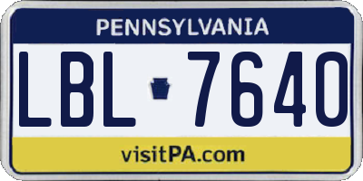 PA license plate LBL7640