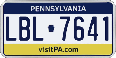 PA license plate LBL7641