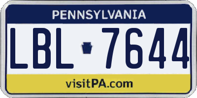 PA license plate LBL7644