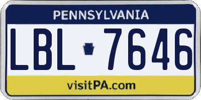 PA license plate LBL7646