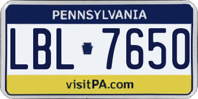 PA license plate LBL7650