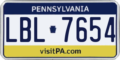 PA license plate LBL7654