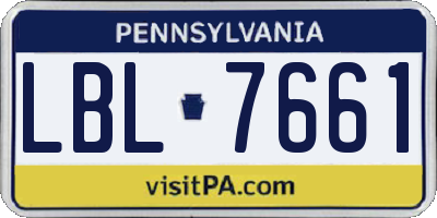 PA license plate LBL7661