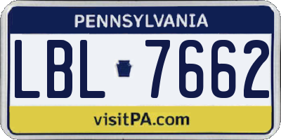 PA license plate LBL7662