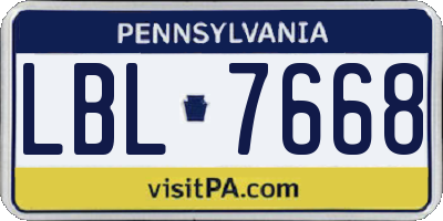 PA license plate LBL7668